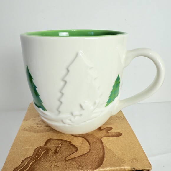 Starbucks Other - Starbucks Brown Embossed Trees Sledding Decorative Script Coffee Mug Box